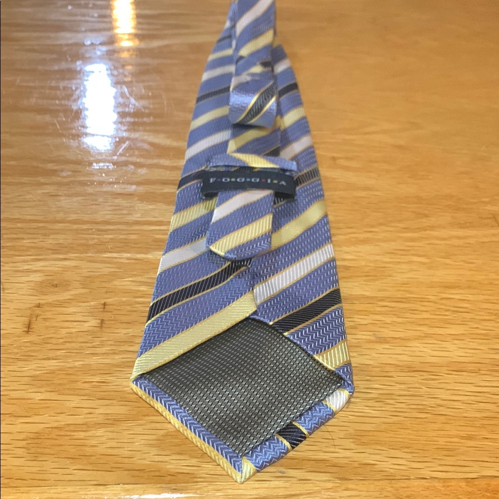 Blue And Yellow Striped Silk Tie
